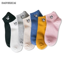 3 пара/лот = 6 шт., летние хлопковые носки с вышитыми животными из мультфильмов, женские короткие невидимые модные носки для девушек