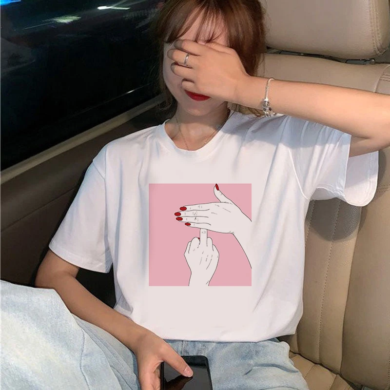 

New hot sale printed kawaii cartoon T-shirt women casual Slender fingers short-sleeved shirt women summer T-shirt