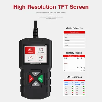 

Code Reader OBDII/EOBD YA-201 USB Upgrade OBD2 Scanner YA101 Tools for auto PK KW680 CR319 AD310 for car tester