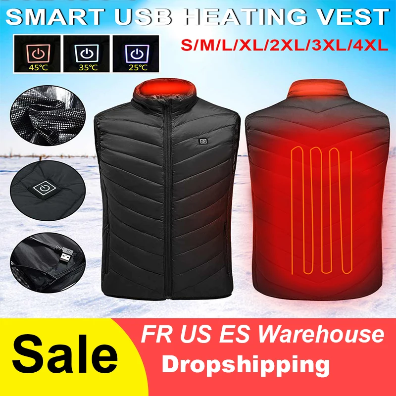 

Electric Heated Vest USB Heating Vest Outdoor Winter Thermal Cloth Feather for Camping Hiking Warm Hunting Jacket for Man