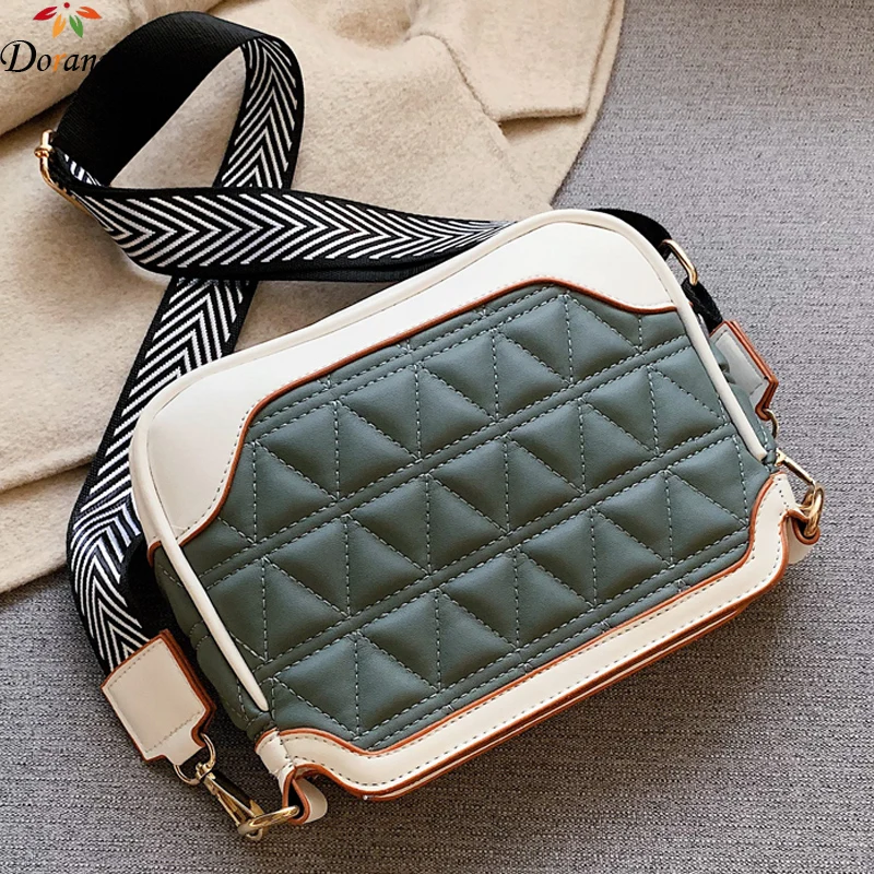 

DORANMI Geometric Messenger Bags For Women 2019 Patchwork Tote Bag Female Leather Crossbody Bag Thread Shoulder Bag Bolso DJB971