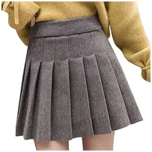 Женская юбка джинсовая юбка женская повседневная юбка в складку эластичная высокая талия короткая юбка шерстяная юбка плиссированная юбка-карандаш