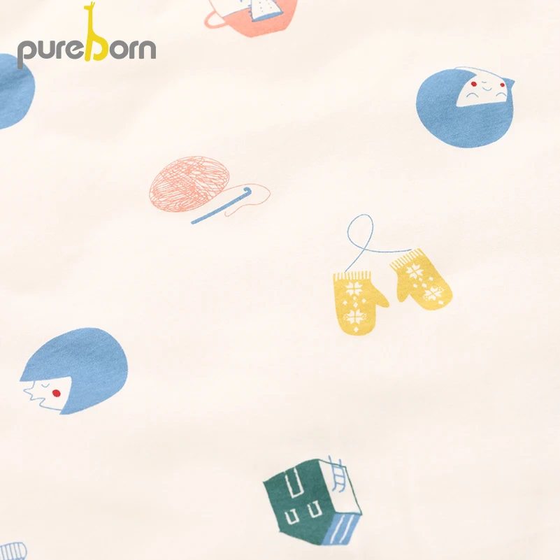 Pureborn Пеленальное Одеяло для новорожденных мальчиков и девочек, Хлопковое одеяло с мультяшным рисунком, спальный мешок, постельные принадлежности на зиму и весну