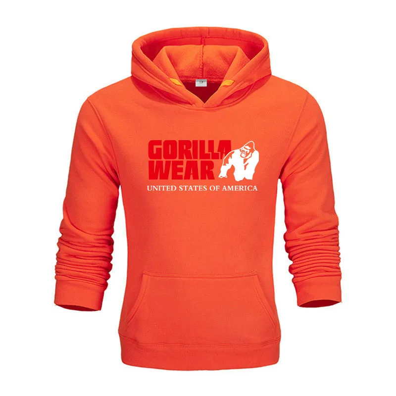 Бренд Gorilla wear, Красочные мужские хип-хоп уличные однотонные флисовые мужские толстовки, Мужская Утепленная одежда, Зимние толстовки, свободная толстовка