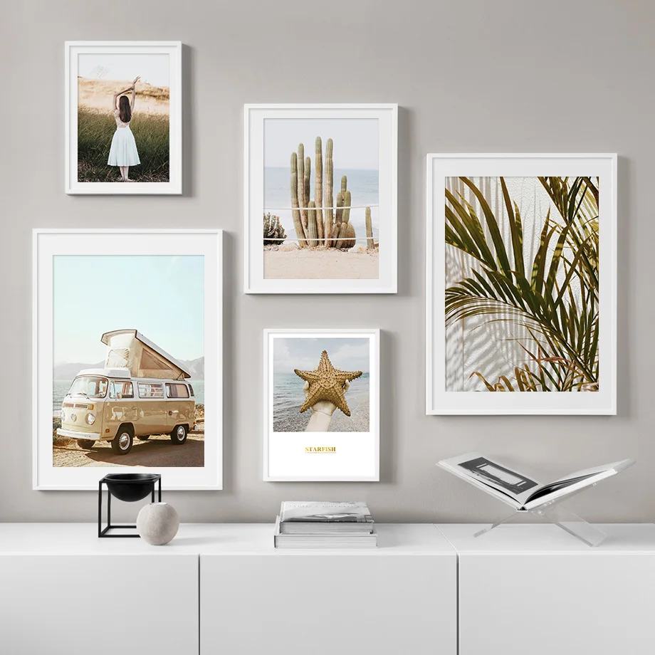 Wall Art Canvas Painting Cactus Starfish Plant Poster Fashion Girl Nordic Landscape Picture For Living Room Home Decoration | Дом и сад