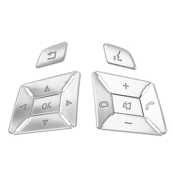 

12pcs Interior Decor Repair Direct Fit Durable Steering Wheel Button Sticker Car Accessories Silver Trim For Benz E C G Class