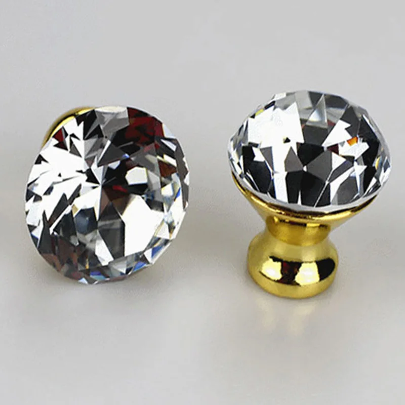 

10pcs/set Crystal Handle Knobs For Wardrobe Drawer Cabinet 25mm Silver Gold
