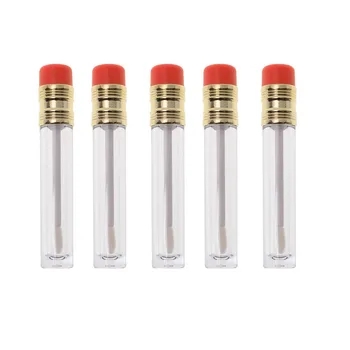 

1/5 Pieces Lip Gloss Tubes Refillable Lip Oil Bottle Pencil Shaped Empty Lip Balm Containers Novelty Women Girl DIY Makeup
