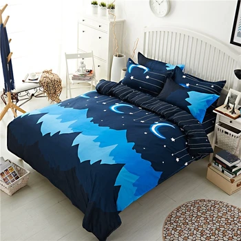 

1pcs Polyester Quilt Cover Night Sky Printed Duvet Cover Simple Home Decor Comforter Cover Red Heart Double Queen King Bed Cloth