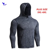 5XL 6XL Мужская спортивная куртка для бега Осенняя спортивная одежда толстовки кардиган на молнии Толстовка мужской спортивный костюм с капюшоном размера плюс
