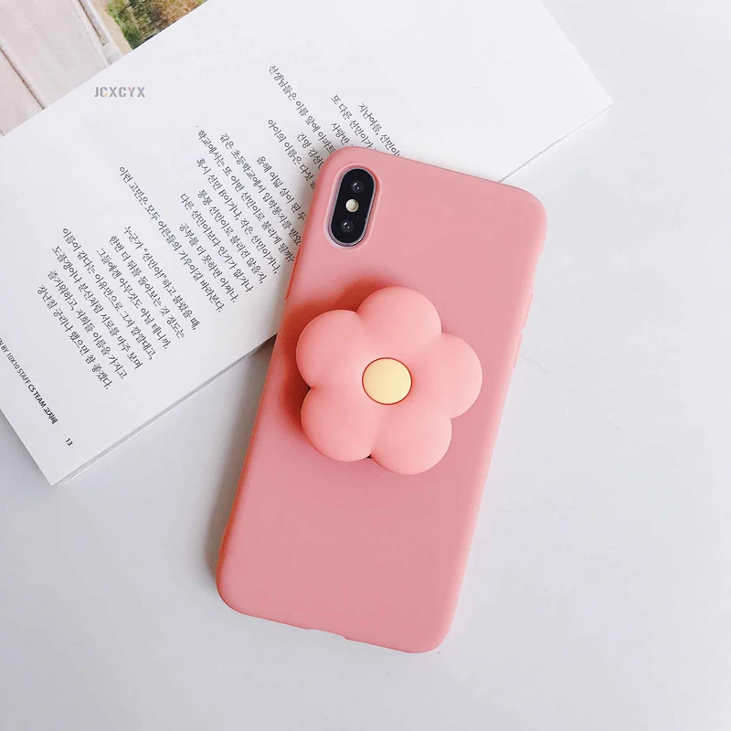 B 3D милый цветочный мультяшный мягкий чехол для iPhone X XR XS 11 Pro Max 6S 7 8 plus Чехол-держатель для samsung S8 S9 S10 A50 Note 8 9 - Цвет: B