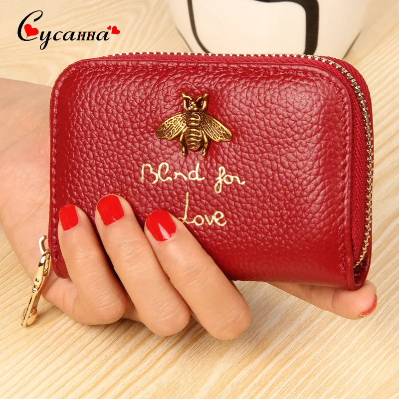 Брендовый женский кошелек из натуральной кожи RFID на молнии кредитный держатель