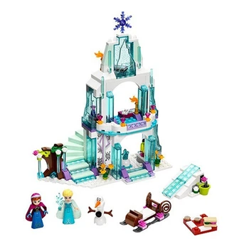 

New Playmobil 10435 Girl Lepining Friends Elsa's Sparkling Ice Castle Anna Elsa For Queen Kristoff Olaf Building Blocks Toys