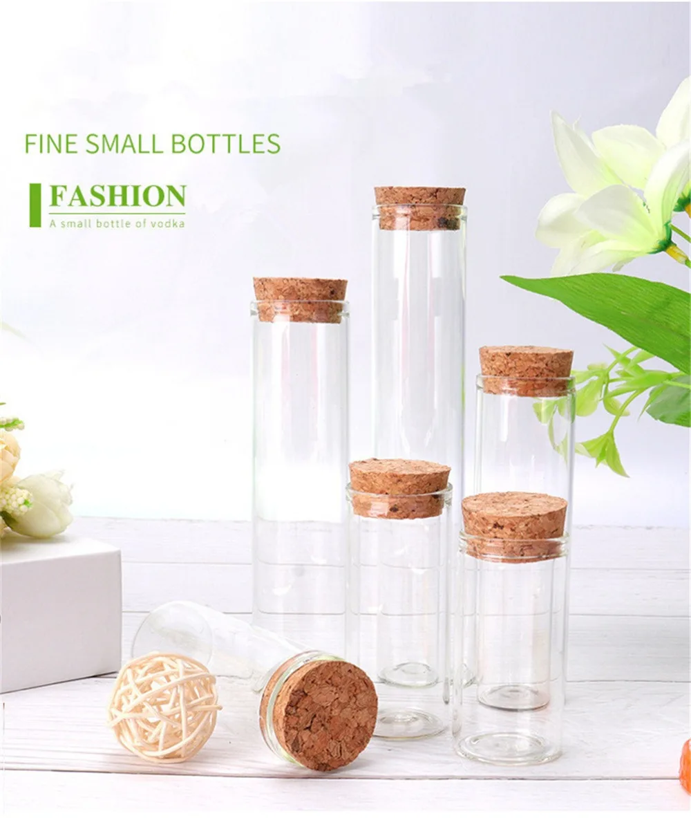 24pcsLot Tiny Cork In Vitro Thick Glass Bottles Wishing Bottle Glass Cork Stopper Jars Storage Souvenir Container (15)