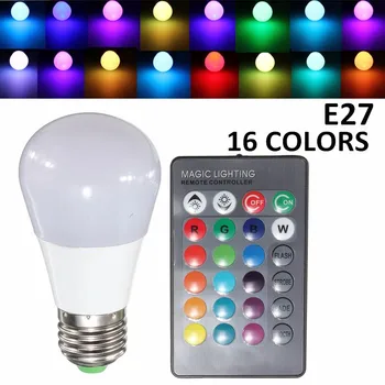 

E27 3W Dimmable RGB LED Light Color Changing Lamp Bulb 24 key IR Remote Controller 85-265V