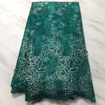 

African lace fabric 2019 high quality lace french mesh fabric beaded stones Nigerian Tulle Lace Fabric Wedding PL29171