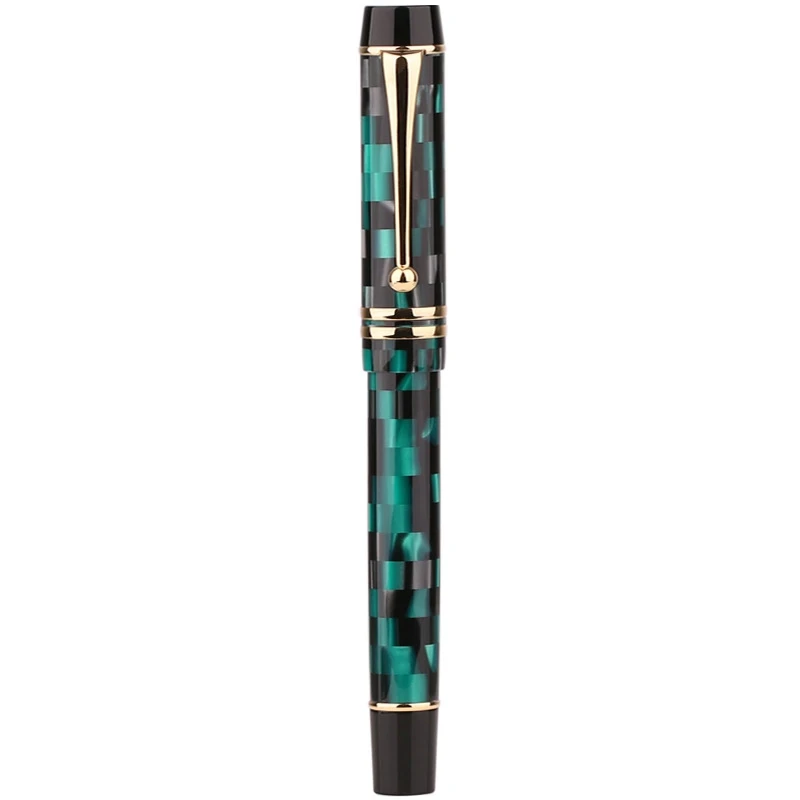 Moonman M600 целлюлоидная Шахматная перьевая ручка Германия Schmidt Тонкое Перо 0,5 мм отличное офисное письмо Подарочная коробка ручка поставки - Color: Green
