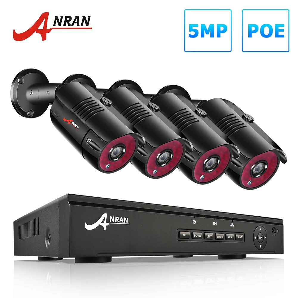 

5MP ANRAN Surveillance System CCTV System 4CH POE IP Cameras Kits Night Vision Camera Kit Outdoor Video Security System