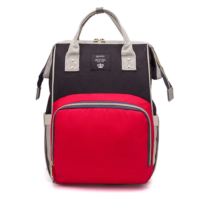 Сумка для подгузников, рюкзак, многофункциональный рюкзак для путешествий, сумка для беременных, сумки для подгузников, большая вместительность, водонепроницаемая и стильная сумка для коляски - Цвет: Black red