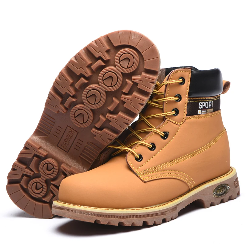 Рабочие защитные ботинки размера плюс, кожаная уличная защитная обувь со стальным носком