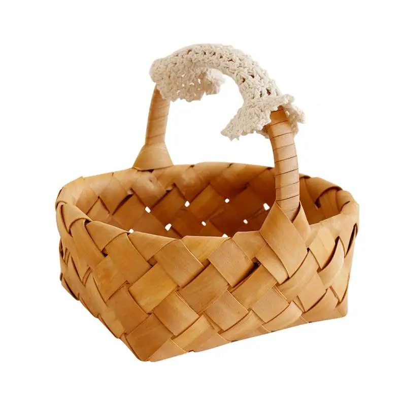 Wooden Woven Basket Candy Storage Basket Gift Box Japanese Style Flower