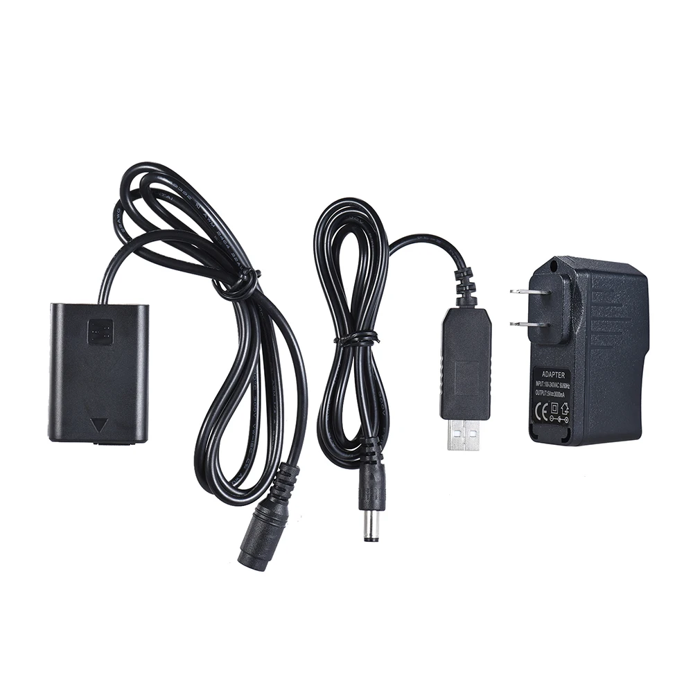 Andoer NP-FW50 манекен Батарея+ 5V 3A USB Мощность кабель с адаптером для AC-PW20 для sony NEX-3/5/6/7 серии A33 A37 A35 A55 a7 a7R и т. д