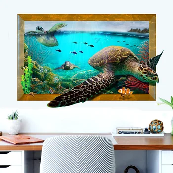 

Children's Wall Sticker 3d Three-dimensional Simulation Marine Turtle Adhesive Paper Xh9265 Living Room Bedroom Decorative