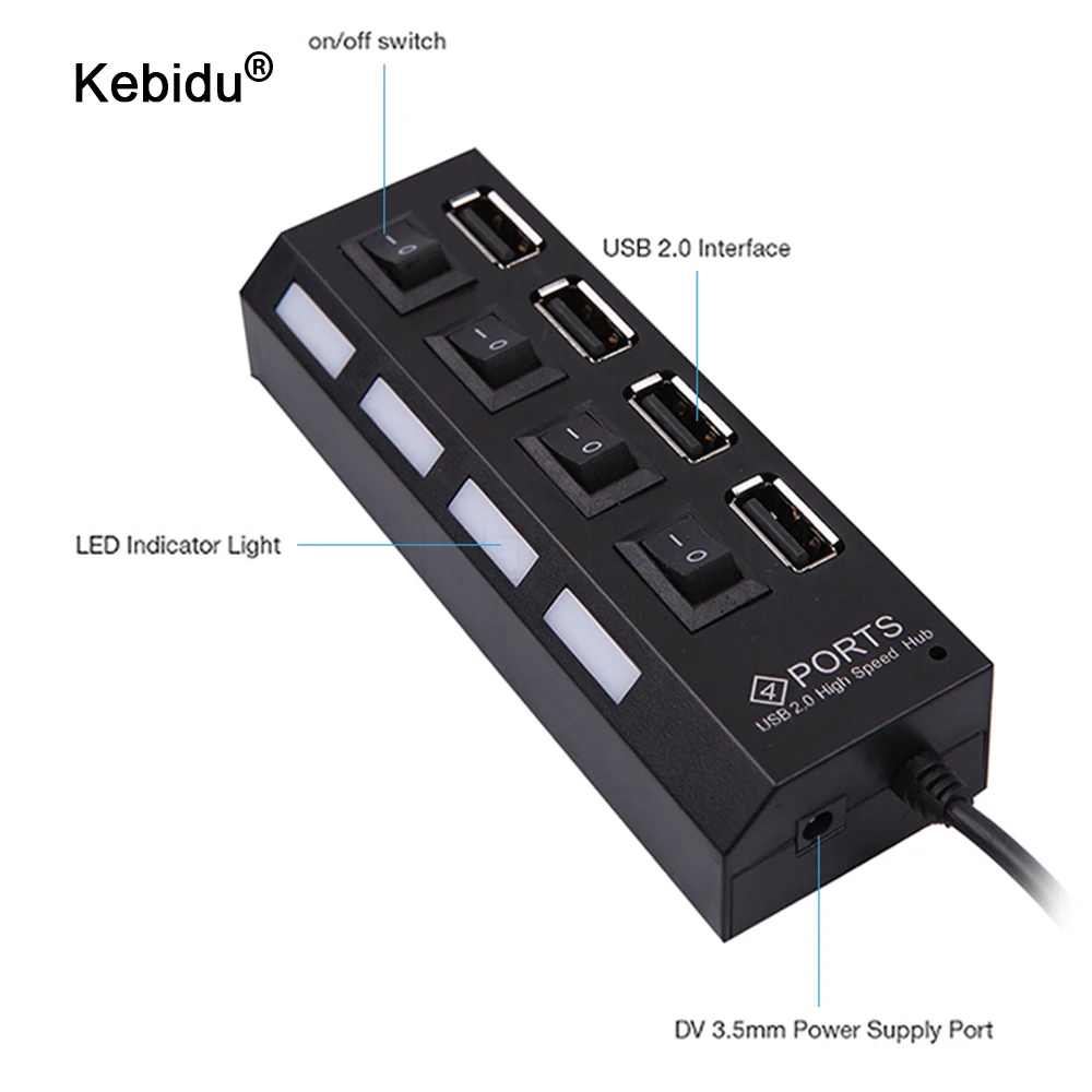 Mini 4 Порты USB 2 0 концентратор светодиод высокой Скорость внешний usb-хаб