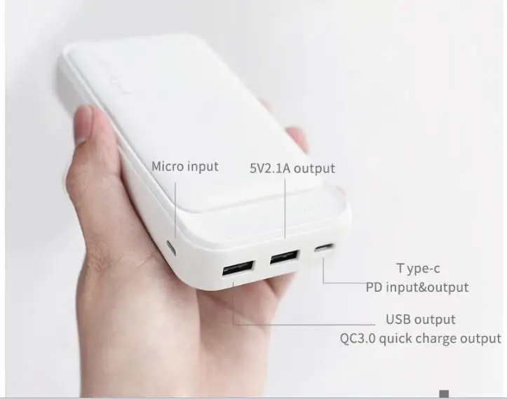 20000 мАч Внешний аккумулятор micro и type c с двойным входом, двойной usb выход, тонкий чистый внешний аккумулятор для iphone 11 pro xiaomi mi9 se