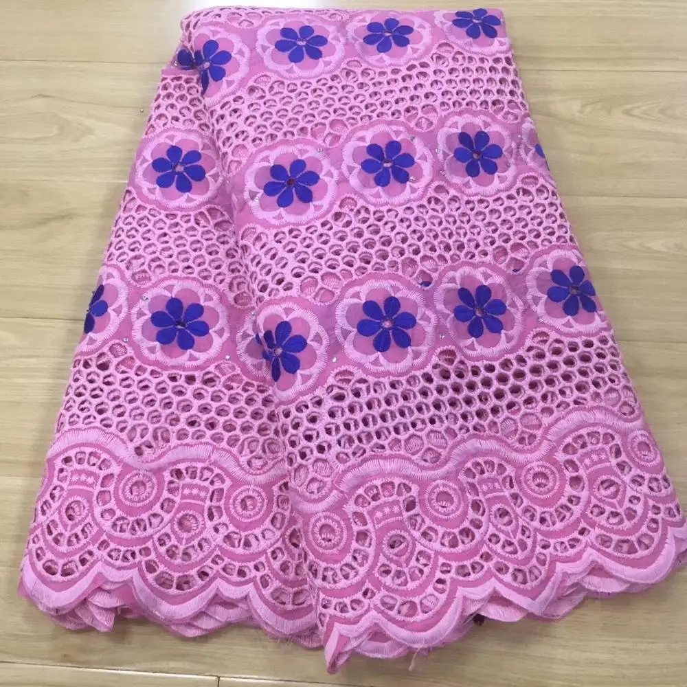 pink swiss voile lace in switzerland african lace fabric tissu broderie africain suisse pink french lace fabric for women5yard/lot - Color: pink
