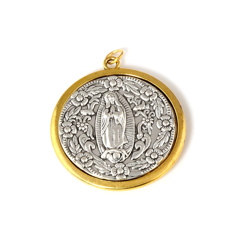 1Pcs Two-tone Virgin Mary Charm Pendants For Jewelry Making Necklace DIY Accessories 48.5x53mm A-562 | Украшения и аксессуары