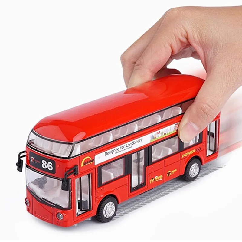 4 Colors Pullback Alloy Double Deck Bus Car Toys Model Toys for Children London City School Bus Kids gift