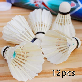 

12PCS 6.5cm White Goose Feather Badminton Flight Stable Badminton Casual Games High Quality Sport Training