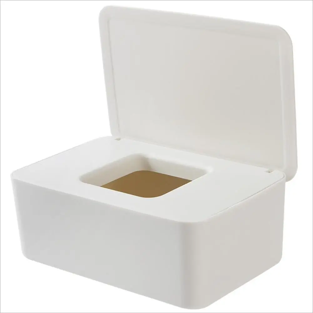 Коробка для влажных салфеток настольная печать детские бумажные салфетки бытовой ящик для хранения пластиковая пыль-защита с крышкой коробка ткани для домашнего офиса - Цвет: White