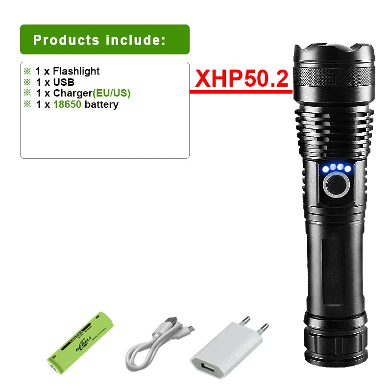 Most XHP199 Super Powerful Flashlight Usb Rechargeable LED Torch Light XHP160 High Power Led Tactical Flash light XHP100 Lantern penlight torch Flashlights