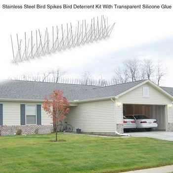 

10PCS 30CM Stainless Steel Bird Spikes Kit Bird Deterrent Spikes Kit Defender Bird Off Device for Woodpecker Pigeon Starling