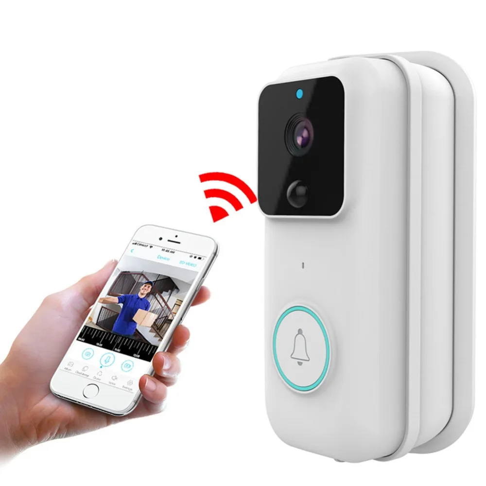 Умный WiFi видео дверной звонок Дверной телефон умный беспроводной охранный звонок на двери визуальная запись домашний монитор переговорное устройство с режимом ночной съемки