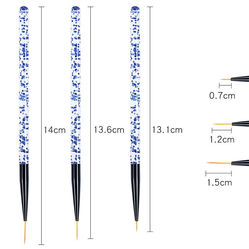 3pcs/Set Acrylic French Stripe Nail Art Line Painting Pen 3D Tips Manicure slim Line Drawing Pen UV Gel Brushes Painting Tools 4