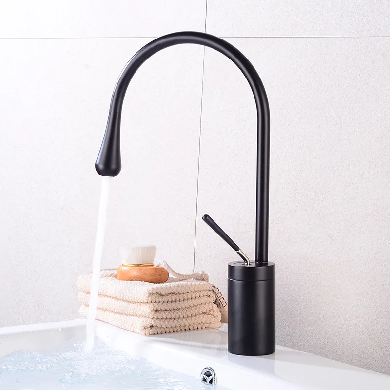 

Cross-Border Faucet Cold Heat Wash Basin Scandinavian Minimalist Black Table Basin Tap Spinning White