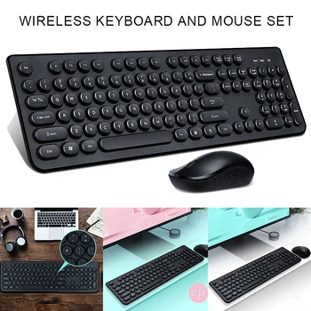 

2019 Retro Punk Wireless Keyboard Mouse Set Ergonomics Mini Waterproof Lightweight H-best