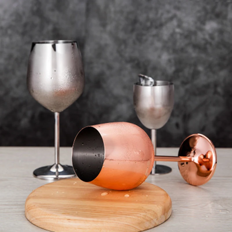 Custom Metal Copper Goblet Tumbler Double Wall Stem Wine Goblets