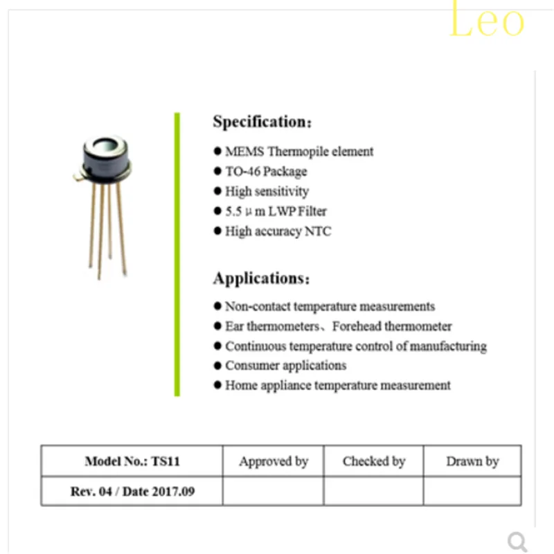 

Temperature Sensor Thermopile Sensor MTP10-B7F55 Infrared Non-contact Temperature Measurement Forehead Gun Detector Accessories