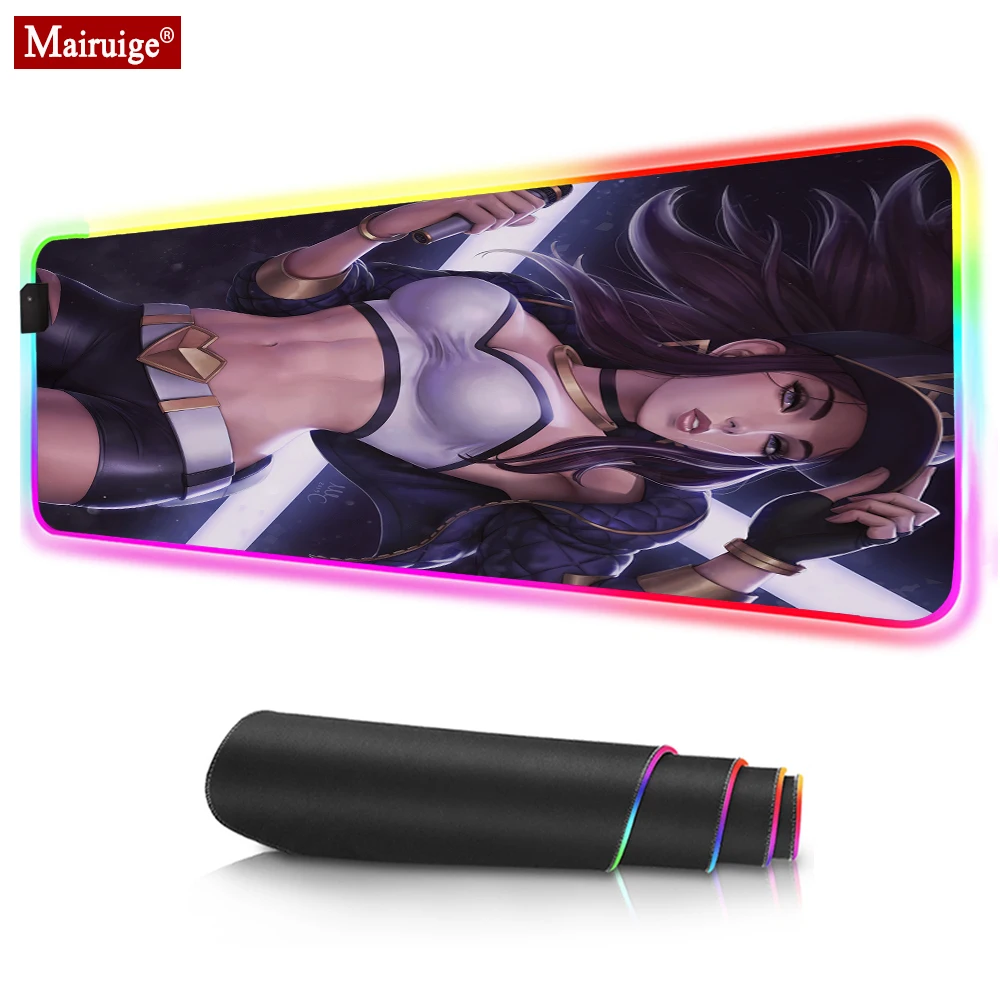

League of Legends Game Girls Baseball Cap LED Mousepad RGB Sexy Big Breasts Glow Colorful Large Mouse Pad 900x400mm Mouse Mat