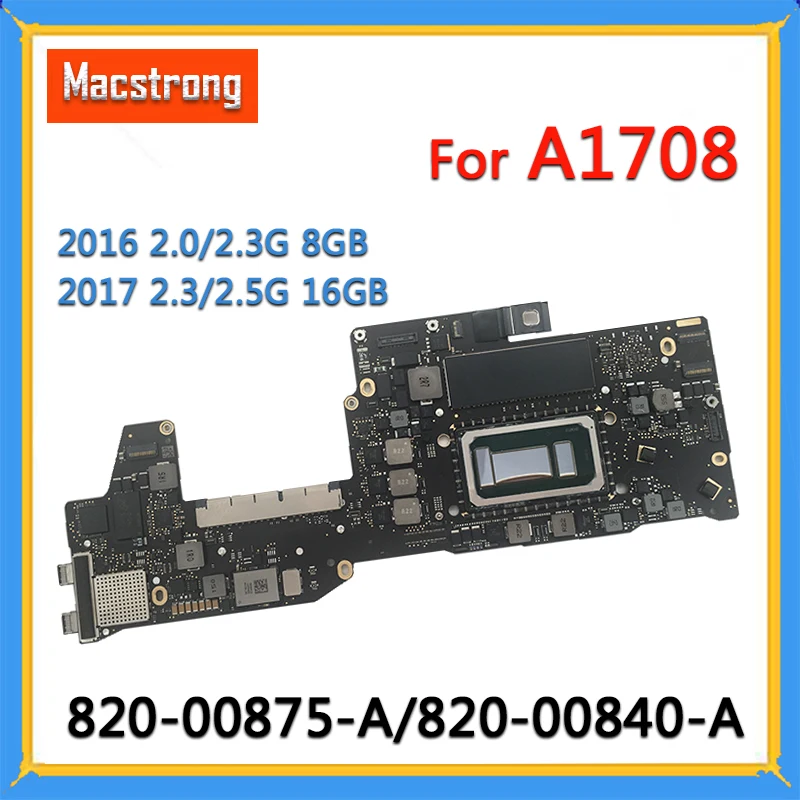 US $363.80 Tested A1708 Motherboard 82000875A for MacBook Pro 13 A1708 Logic Board i7 23GHz 8GB16GB 82000840A 2017  i5 20G 8GB 2016