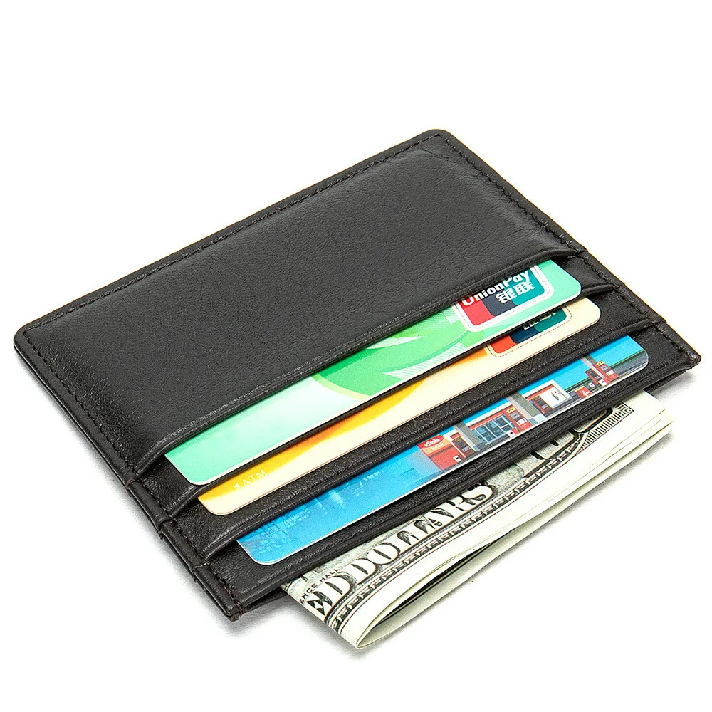 

2019 Small Genuine Leather Man Wallet Card Women Unisex Fashion Id Wallet Bank Card Package Thin Card Holder Purses