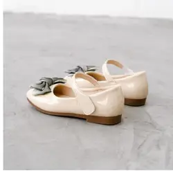 2019 Новая модная Осенняя обувь с бантом для девочек платье для детей 3 лет кожаная обувь для свадебной вечеринки обувь черного и розового