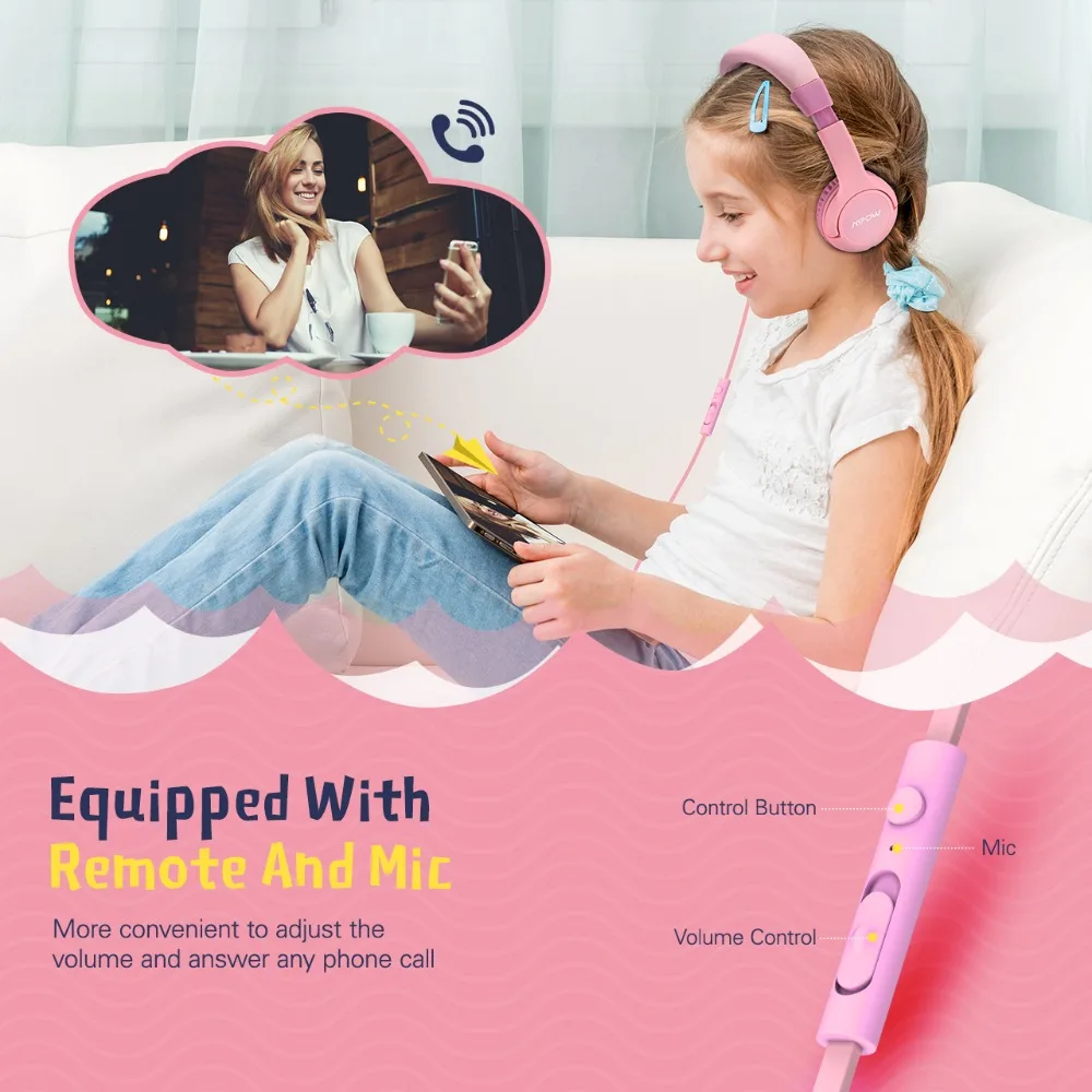 Mpow CH1S проводные наушники для детей с микрофоном милые 85DB объем ограниченная Защита слуха детские наушники для девочек и мальчиков Игрушки
