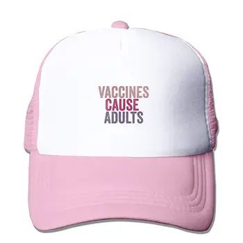 

TSDFCVaccines Cause Adults Mesh Baseball Caps Unisex Adjustable Trucker Style Hats Pink