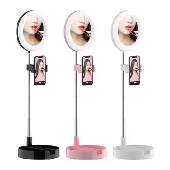 

6'' LED Ring Light Dimmable Fill Light 4 Section Retractable Height Ring Light For Selfie YouTube Video Recording Live Streaming