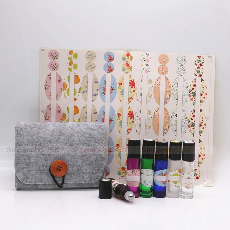 

7 bottles 10ml Clear Glass Roll on Bottle with 1 bag Refillable Essential Oil Aromatherapy Perfume Bottle